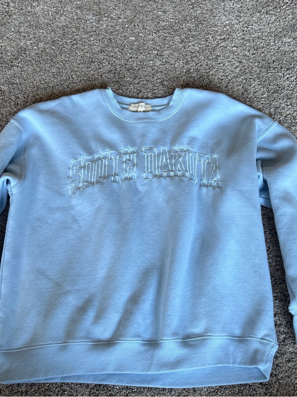 State of Mind Light Blue 'South Dakota' Embroidered Crewneck